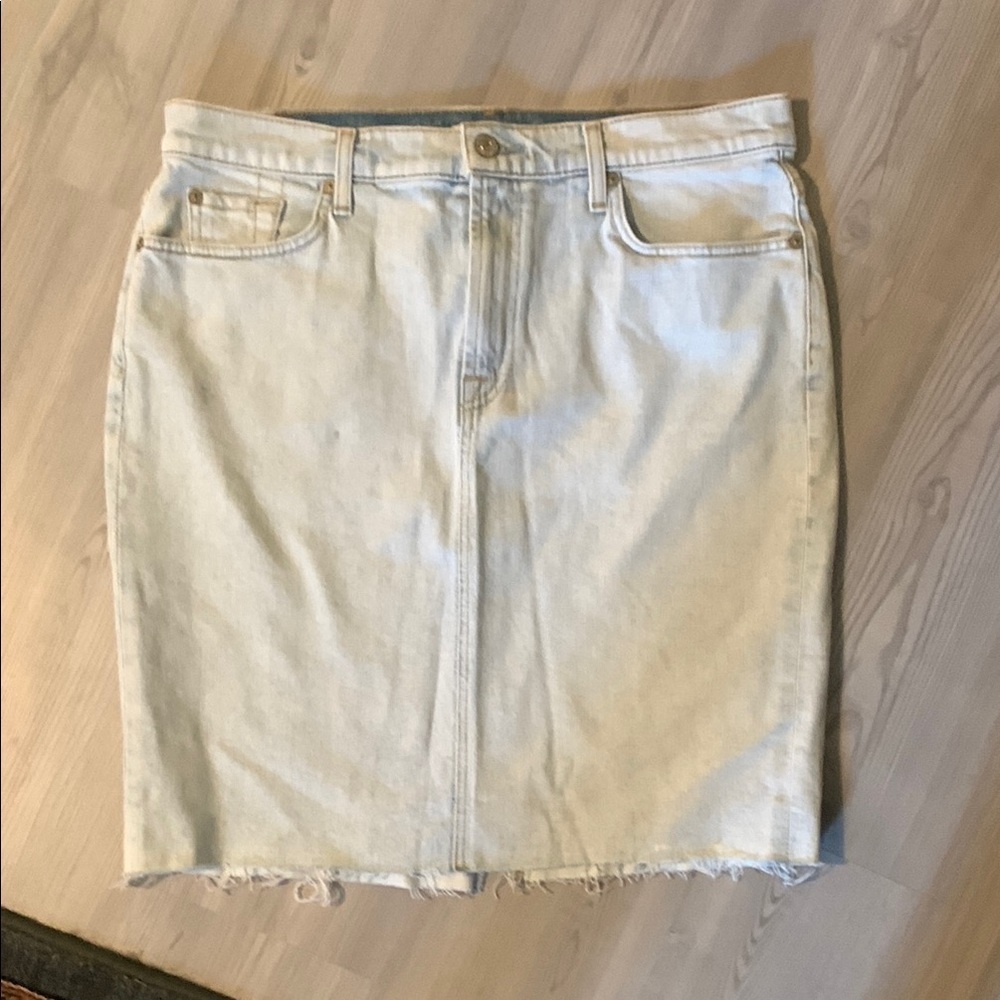7 For All Mankind White Knee-Length Pencil Skirt